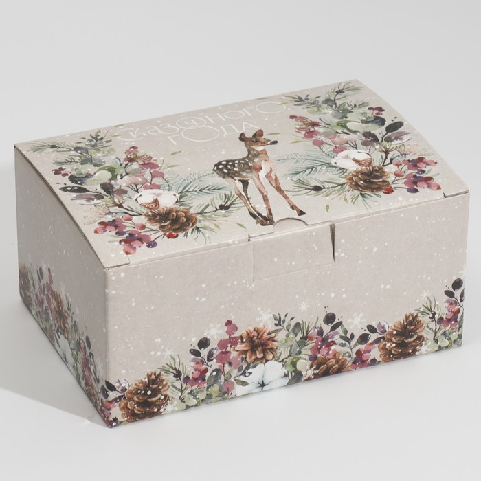 коробка складная 22 × 15 × 10 см Коробка складная «Новогодняя акварель», 22 × 15 × 10 см
