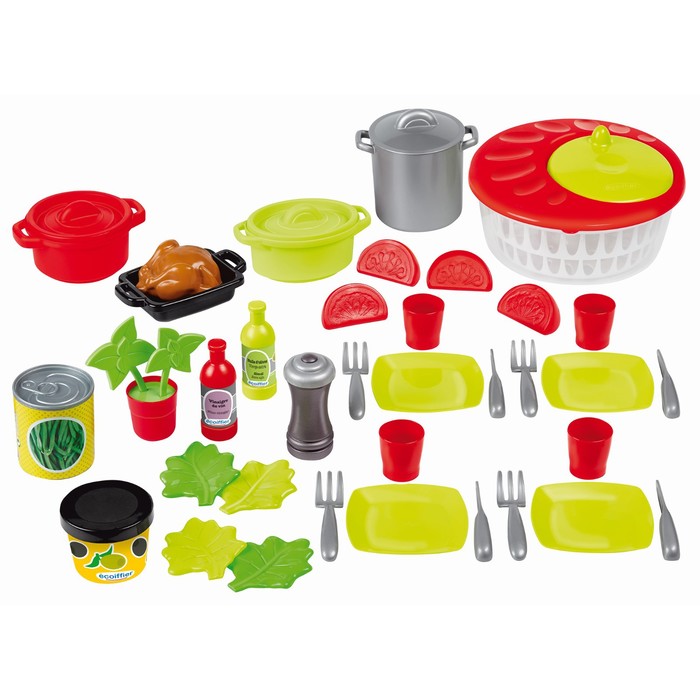 фото Обеденный набор с салатом и продуктами, 43 аксессуара, 70 × 30 × 13 см ecoiffier