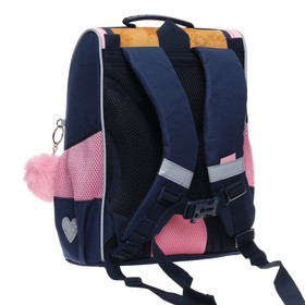 

Ранец Стандарт Grizzly, 33 х 25 х 13 см, + мешок для обуви, синий/оранжевый