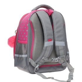 

Рюкзак каркасный Grizzly, 36 х 28 х 20 см, с брелоком, серый/розовый