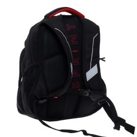 

Рюкзак школьный Grizzly, 38 х 26 х 20 см, эргономичная спинка, отделение для ноутбука, чёрный/красный