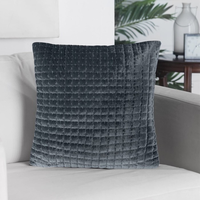 Велюровый чехол для подушки, размер 45x45 см, цвет серый