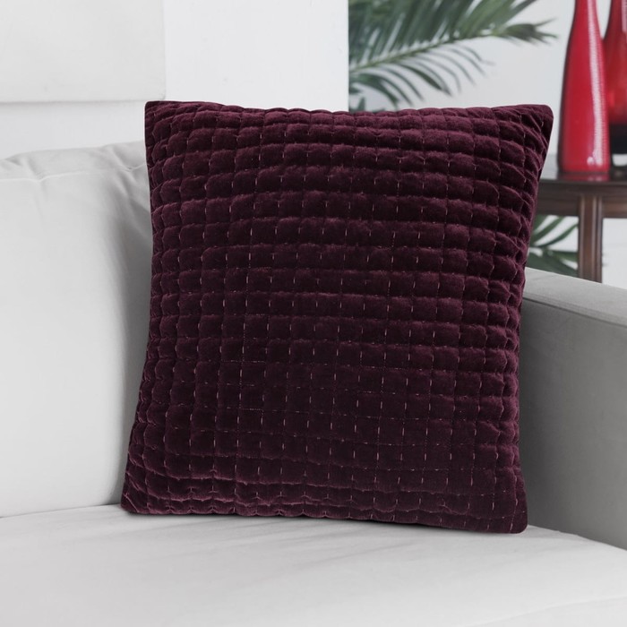 Велюровый чехол для подушки, размер 45x45 см, цвет бургунди