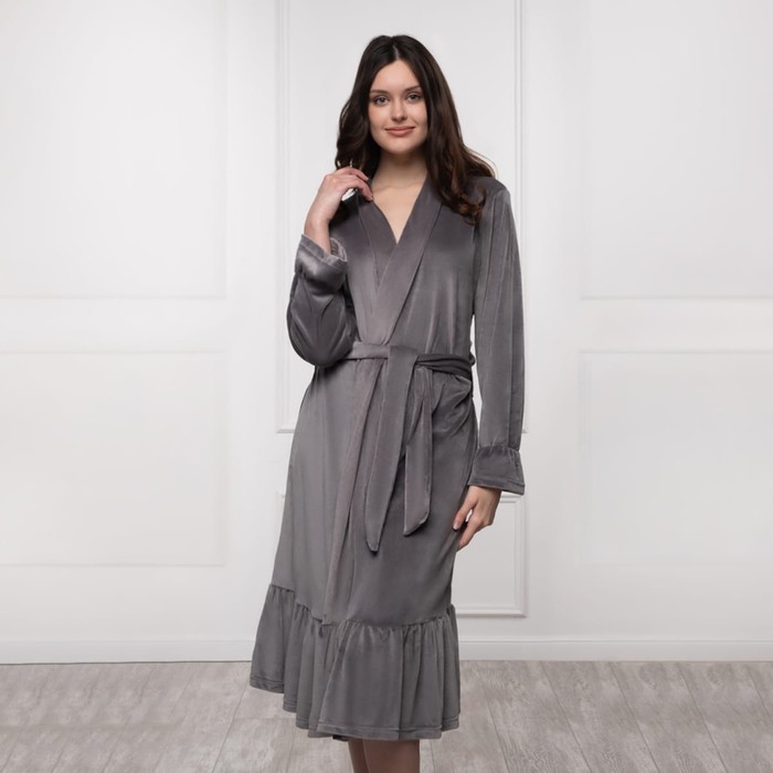фото Женский халат, размер s, цвет серый arya home