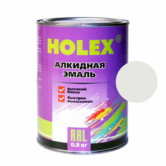 Автоэмаль Holex 201, алкидная, белая, 0,8 кг