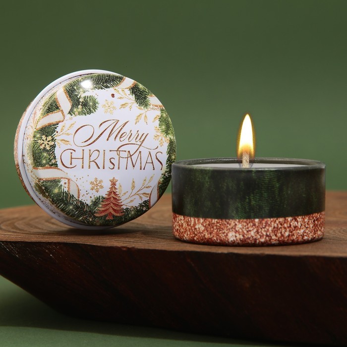 Свеча в железной банке «Merry Christmas», 2,5 х 5 см