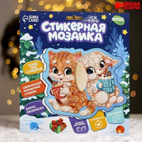 Стикерная мозаика форменными стикерами «Котик и зайчик» Ош