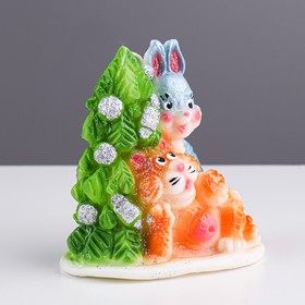 

Свеча декоративная "Кролик и кот под ёлкой", 9,5х9х5,4 см, 82 г
