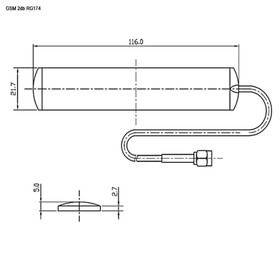 

Антенна GSM RUICHI, 2 дБ, RG174, SMA-P, 3 м, белая