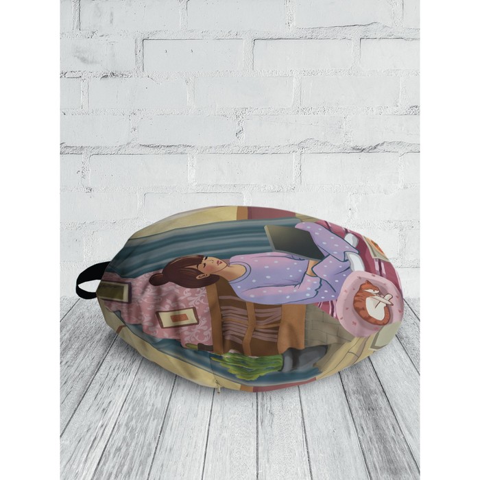 фото Декоративная подушка сидушка на пол круглая, размер 52х52 см joyarty