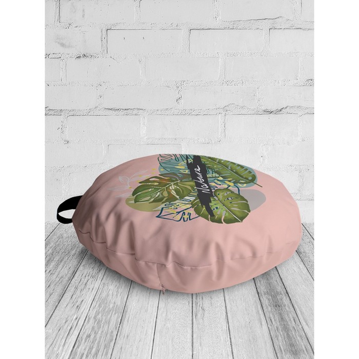 фото Декоративная подушка сидушка на пол круглая, размер 52х52 см joyarty