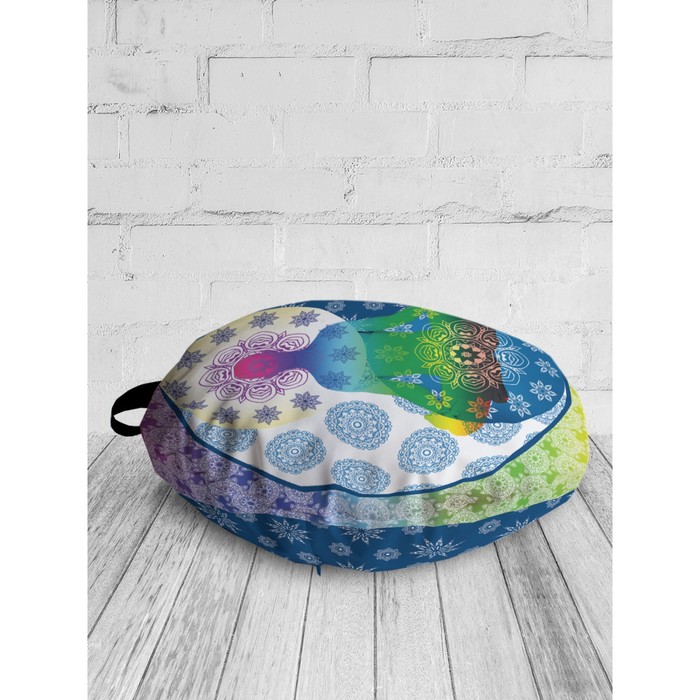 фото Декоративная подушка сидушка на пол круглая, размер 52х52 см joyarty