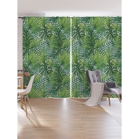 Фотошторы «Листья папоротника и пальмы», оксфорд, размер 170х265 см, 2 шт