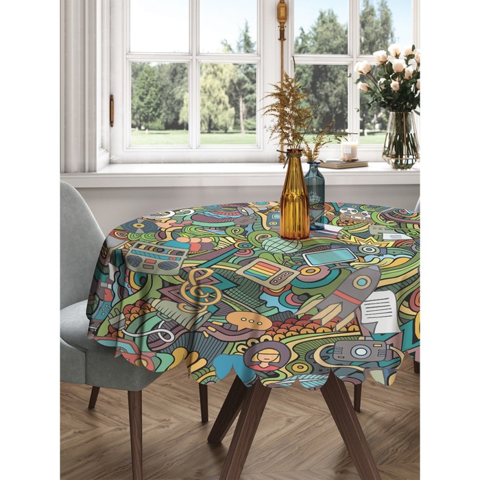 Скатерть на стол «Радужный стикербомбинг», круглая, сатен, d = 150 см фото