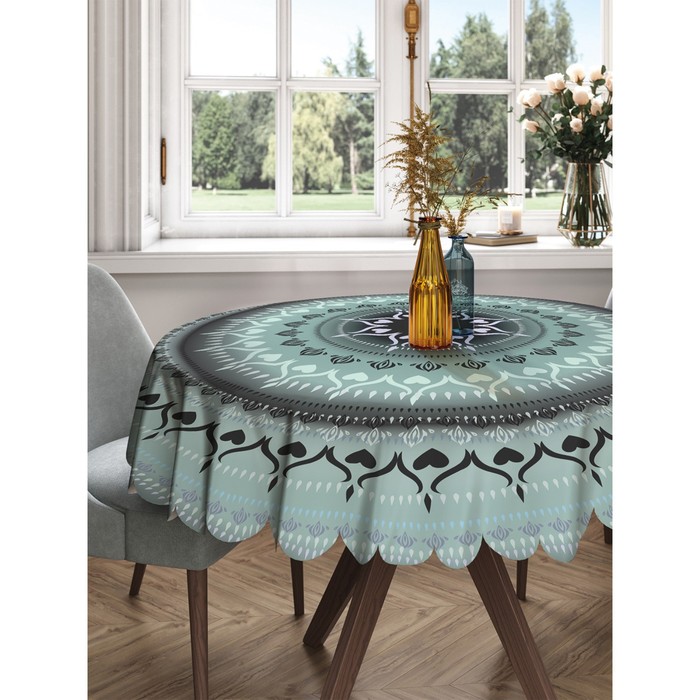 Скатерть на стол «Бесконечный цветок», круглая, сатен, d = 150 см фото