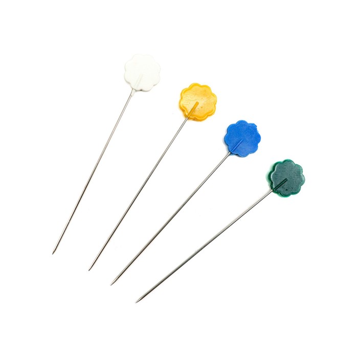 Булавки с цветной головкой в форме цветка 0,53мм/53мм, сталь/пластик, 5гр PONY