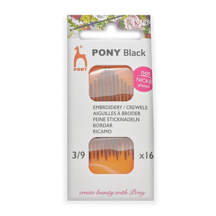 Иглы ручные для вышивания и шитья BLACK Crewels, №3-9, 16 шт PONY 14001 иглы изогнутые бисерные 4 9 2 шт pony