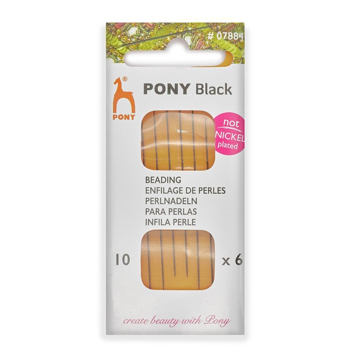 Иглы для бисероплетения BLACK Beading, №10, 6 шт PONY