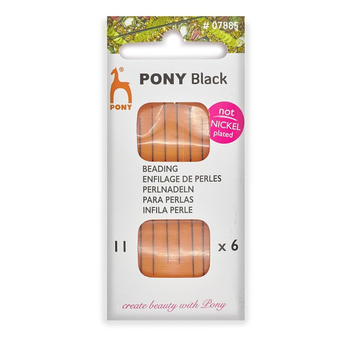 Иглы ручные BLACK Beading, №11, черный, 6 шт PONY