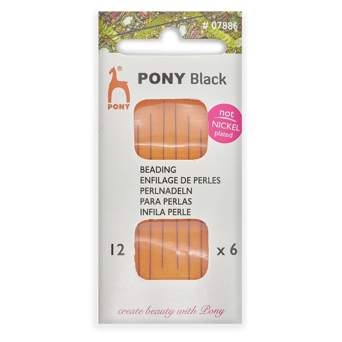Иглы для бисероплетения BLACK Beading, №12, 6 шт PONY 88005 иглы ремесленные прямые для мебельной обивки 4 5 2 шт pony