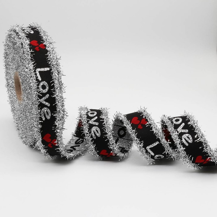 

Лента отделочная с люрексом с надписью Love 20ммx10м
