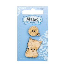 

Набор пуговиц «Котенок и клубок», 2 шт в уп, Magic Buttons