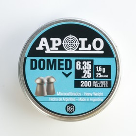 

Пули для пневматики APOLO "Domed" кал. 6.35 мм, 1.6 гр, 200 шт