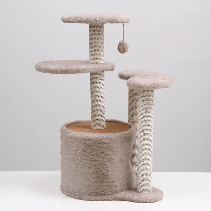 

Игровой комплекс с домиком, 3 площадками и игрушкой, 50х50х85 см, тёмно-бежевый