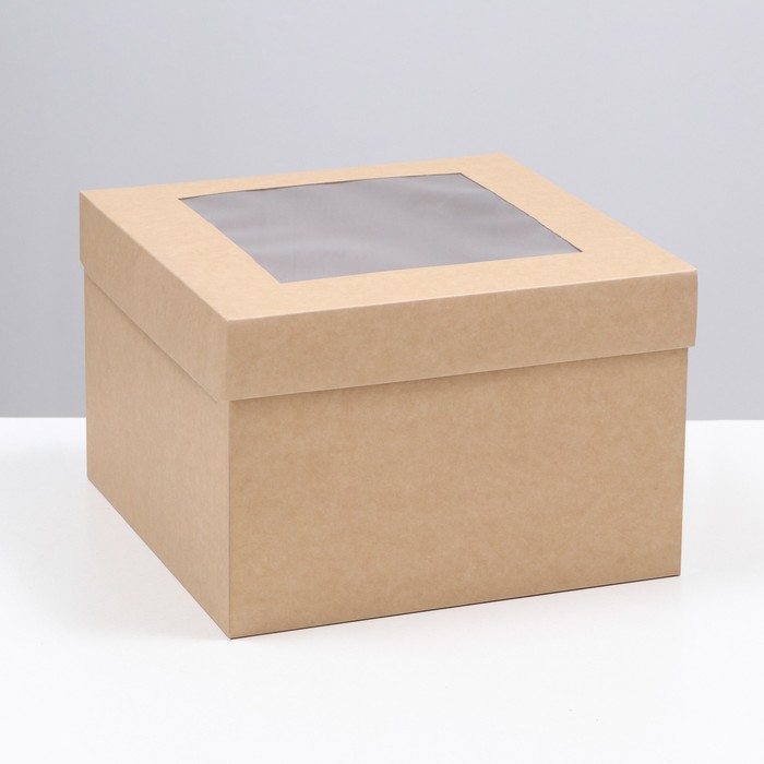 Коробка складная, крышка-дно, с окном, крафт, 30 х 30 х 20 см коробка складная крышка дно с окном крафт 25 х 25 х 12 см
