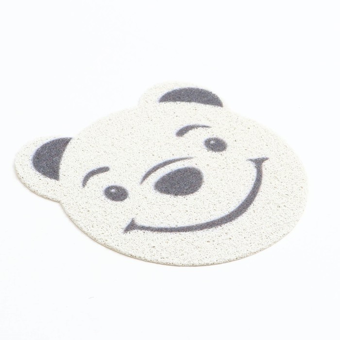 фото Коврик 2-в-1 под миску/туалет для животных "мишка", 30 х 30 см, белый пижон