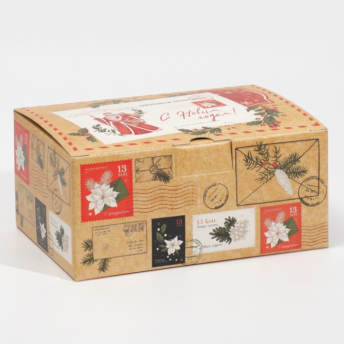 коробка складная новогодняя почта Коробка складная «Почта», 22 × 15 × 10 см