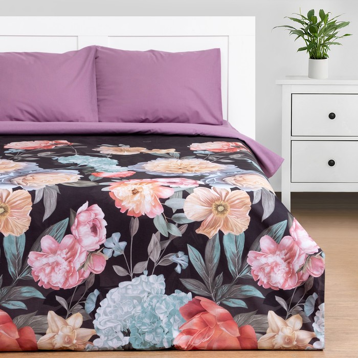 

Постельное бельё Этель 2 сп Flowers 175х215 см, 200х220 см, 50х70 см-2 шт, поплин, 125 г/м2