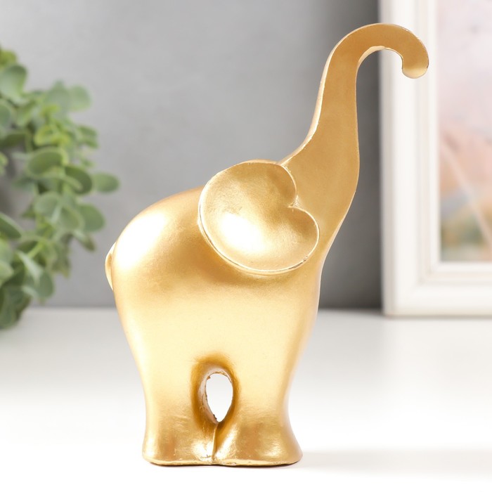 Сувенир полистоун Золотой слон 5,5х10х13,3 см