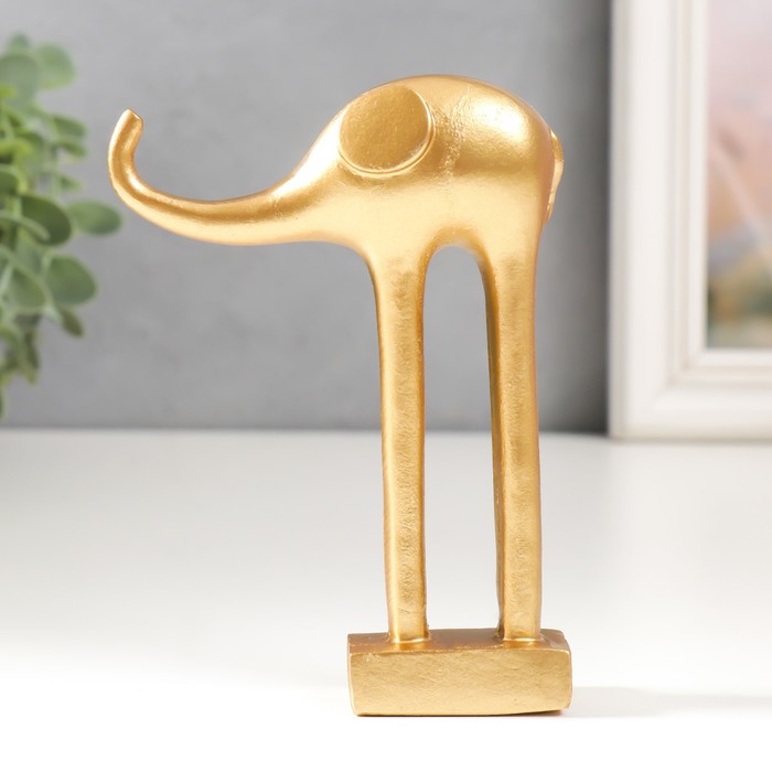 Сувенир полистоун Золотой слон с длинными ножками 3х9х12,5 см