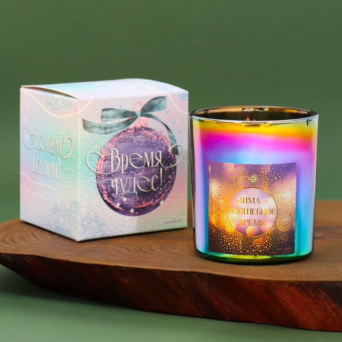 Новогодняя свеча в стакане «Зима-волшебное время», аромат ваниль новогодняя свеча в банке время волшебства аромат вишня