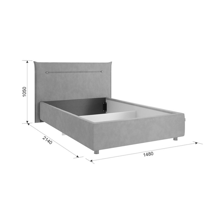 фото Кровать альба с орт. основанием + пм 1200х2000 галька (велюр) мебельсон