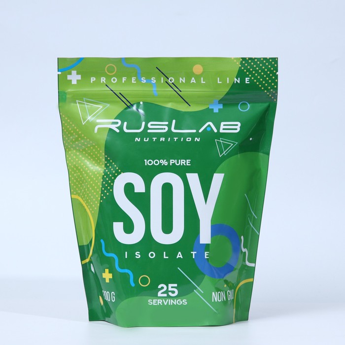 Протеин RusLabNutrition SOY Isolate 100% (800 гр), клубника со сливками, спортивное питание