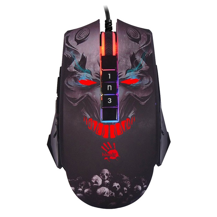 Мышь A4Tech Bloody P85s Skull, игровая, проводная, оптическая, 8000 dpi, USB, чёрная