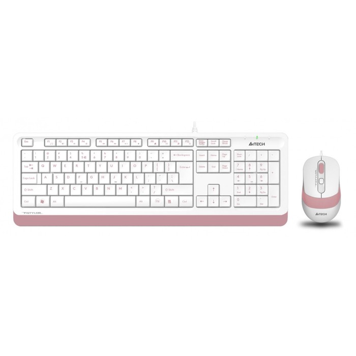 Комплект клавиатура и мышь A4Tech Fstyler F1010, проводной, мембранный,1600 dpi, USB, белый   916627