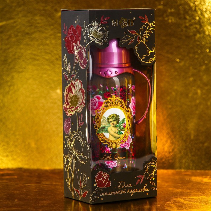 Бутылочка для кормления «Little Queen» классическая, с ручками, 250 мл, Золотая коллекция