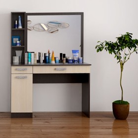Стол туалетный с зеркалом «Уфимка», 1100 × 450 × 1504 мм, цвет венге / дуб молочный