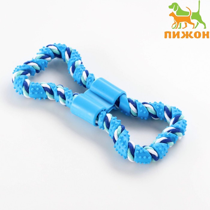 

Игрушка витая из резины и каната "Мегакость", 19,5 см, синяя