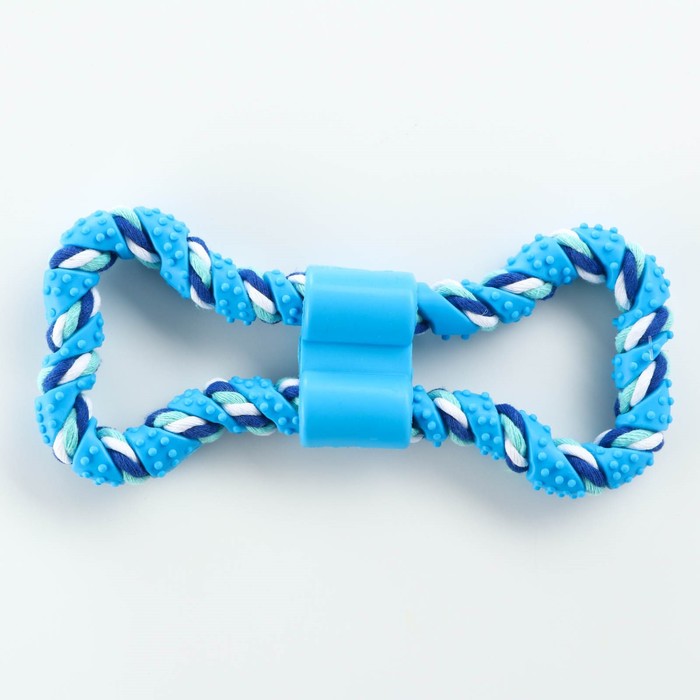 Игрушка витая из резины и каната "Мегакость", 19,5 см, синяя