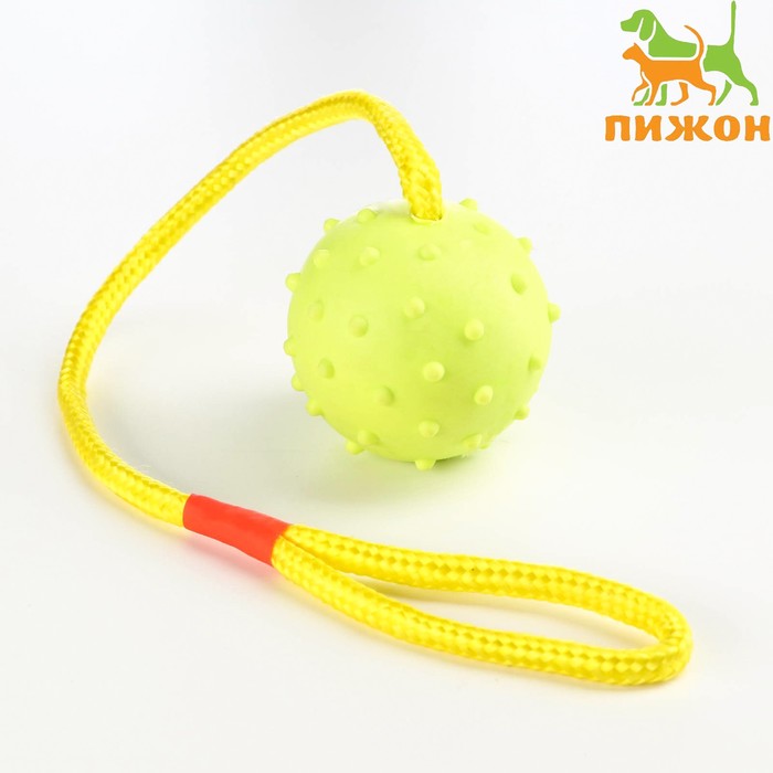 Игрушка мяч на веревке, 6 см, салатовая мяч 6 см плавающий на веревке цельнолитой резина x1