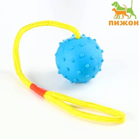 Игрушка мяч на веревке, 6 см, синяя