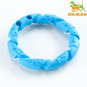 Игрушка жевательная для собак "Витое кольцо", 11,5 см, синий