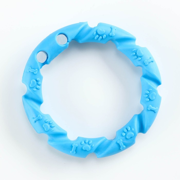 Игрушка жевательная для собак "Витое кольцо", 11,5 см, синий