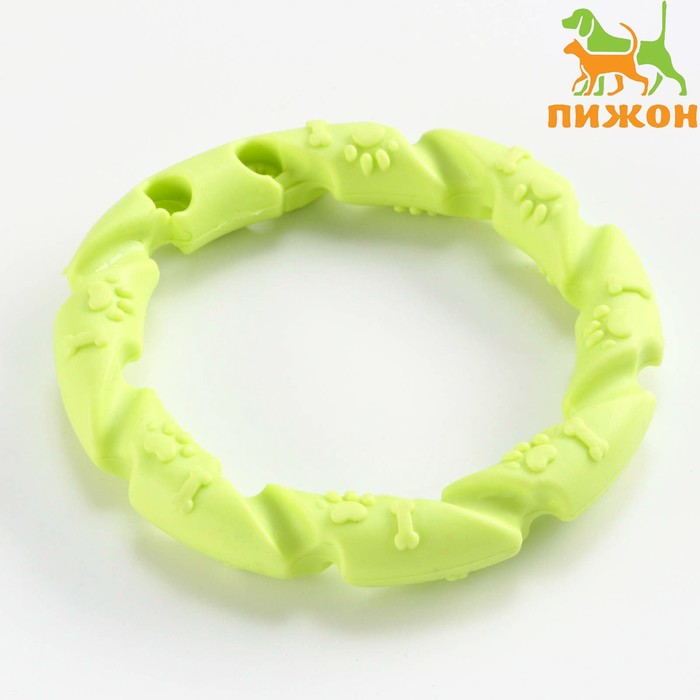 Игрушка жевательная для собак Витое кольцо, 11,5 см, зелёный