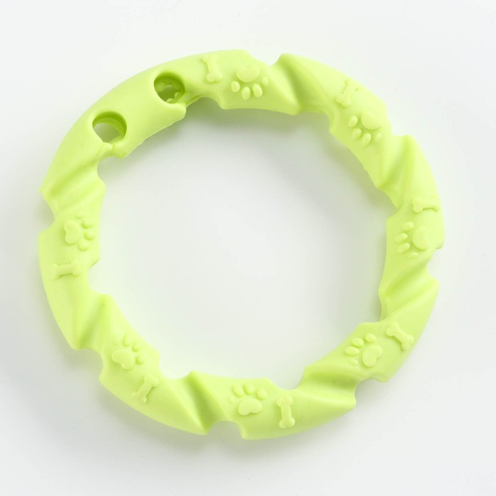Игрушка жевательная для собак "Витое кольцо", 11,5 см, салатовая