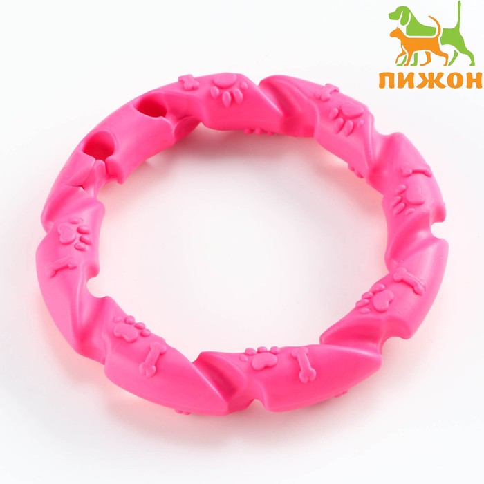 Игрушка жевательная для собак Витое кольцо, 11,5 см, розовый